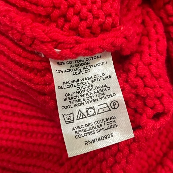 Loft Geo Pointelle Bobble Sweater Red NWT Size M Christmas Valentines Winter - Picture 8 of 9